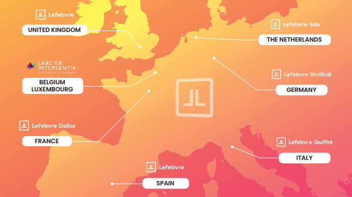 carte européenne présentant la présence du groupe Lefebvre