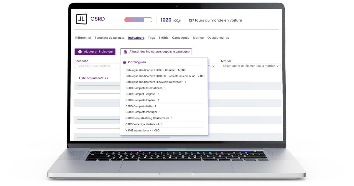 écran d'ordinateur : logiciel CSRD pour entreprise