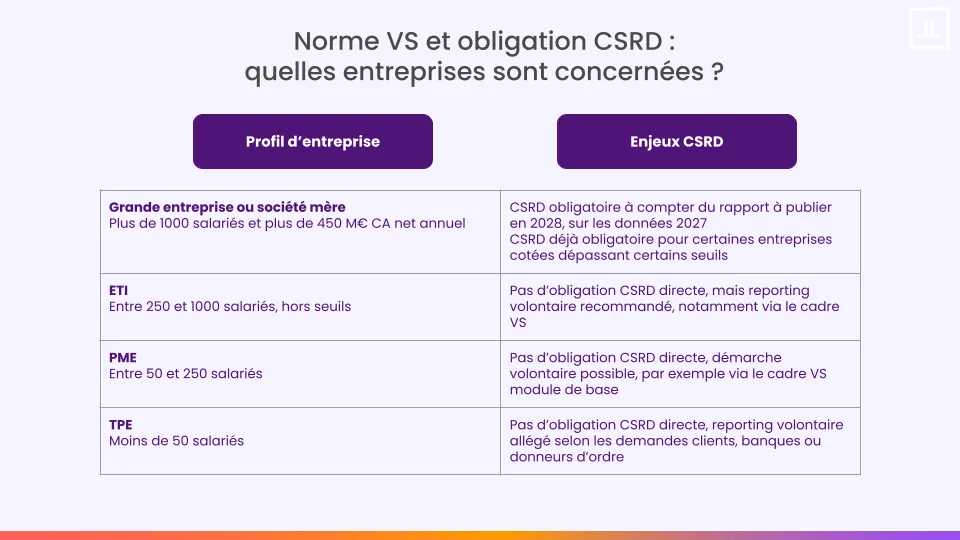 obligations csrd par catégories d'entreprises