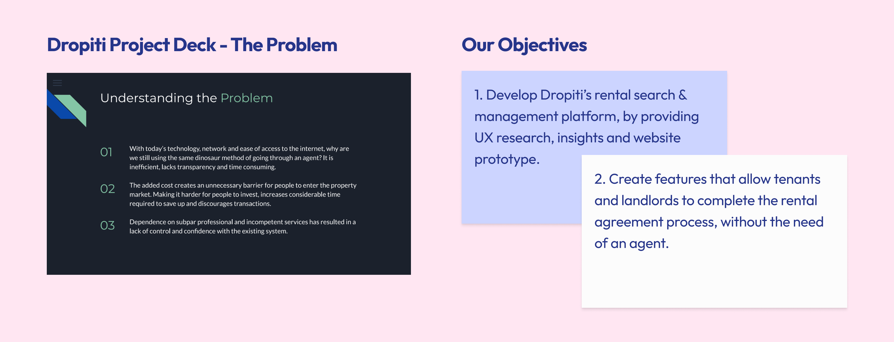 Page from Dropiti project deck & our objectives