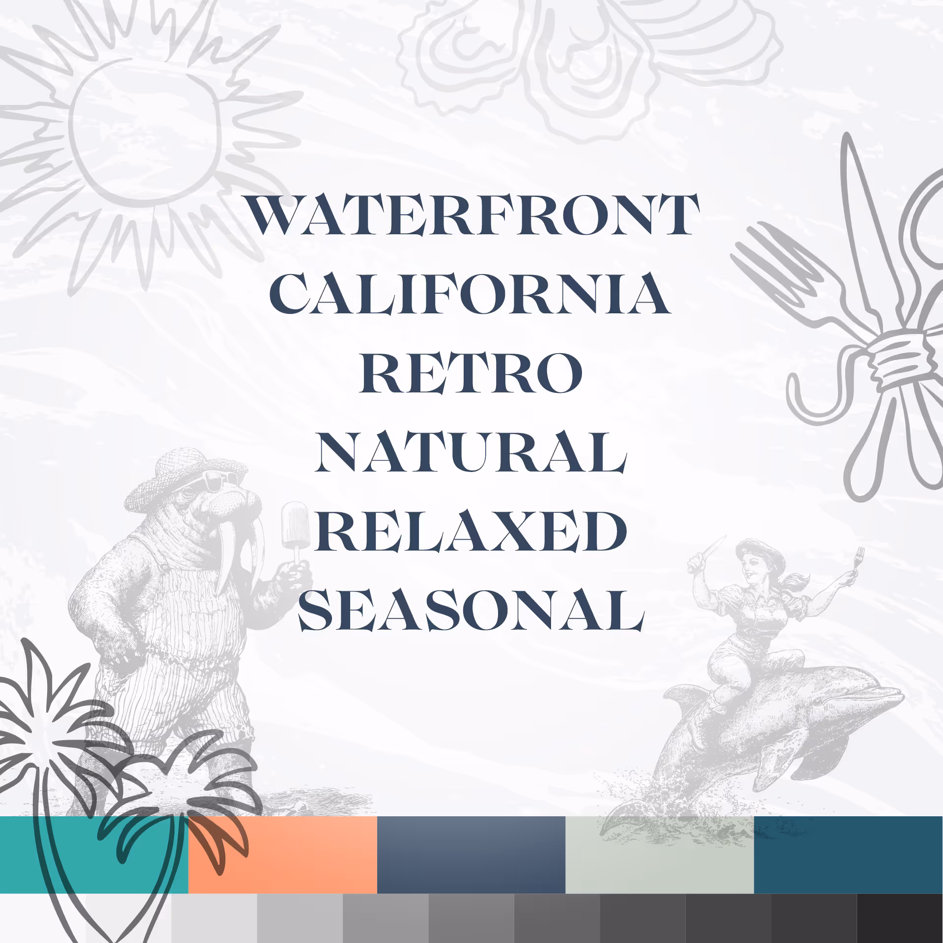 En grafik som visar några inspirerande ord för att vägleda designprocessen.