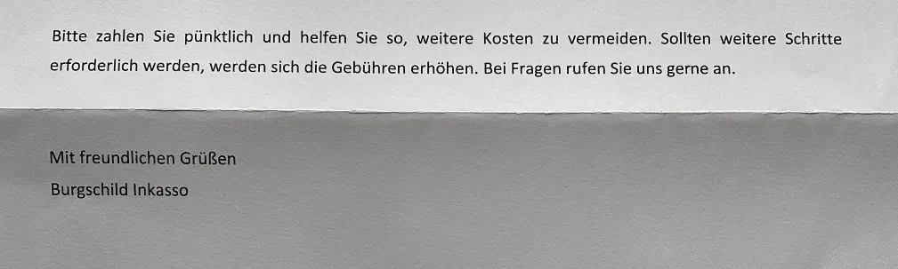 Burgschild Inkasso Brief