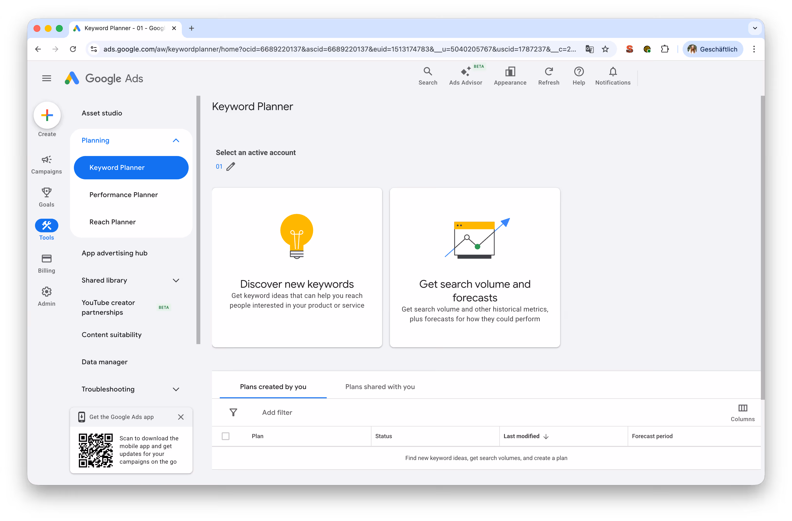 google keyword planner