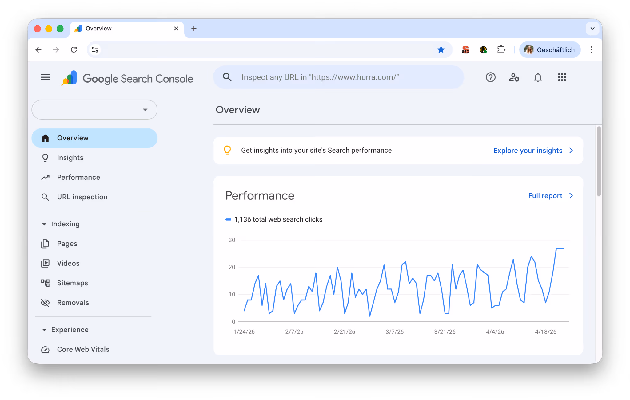 google search console übersicht