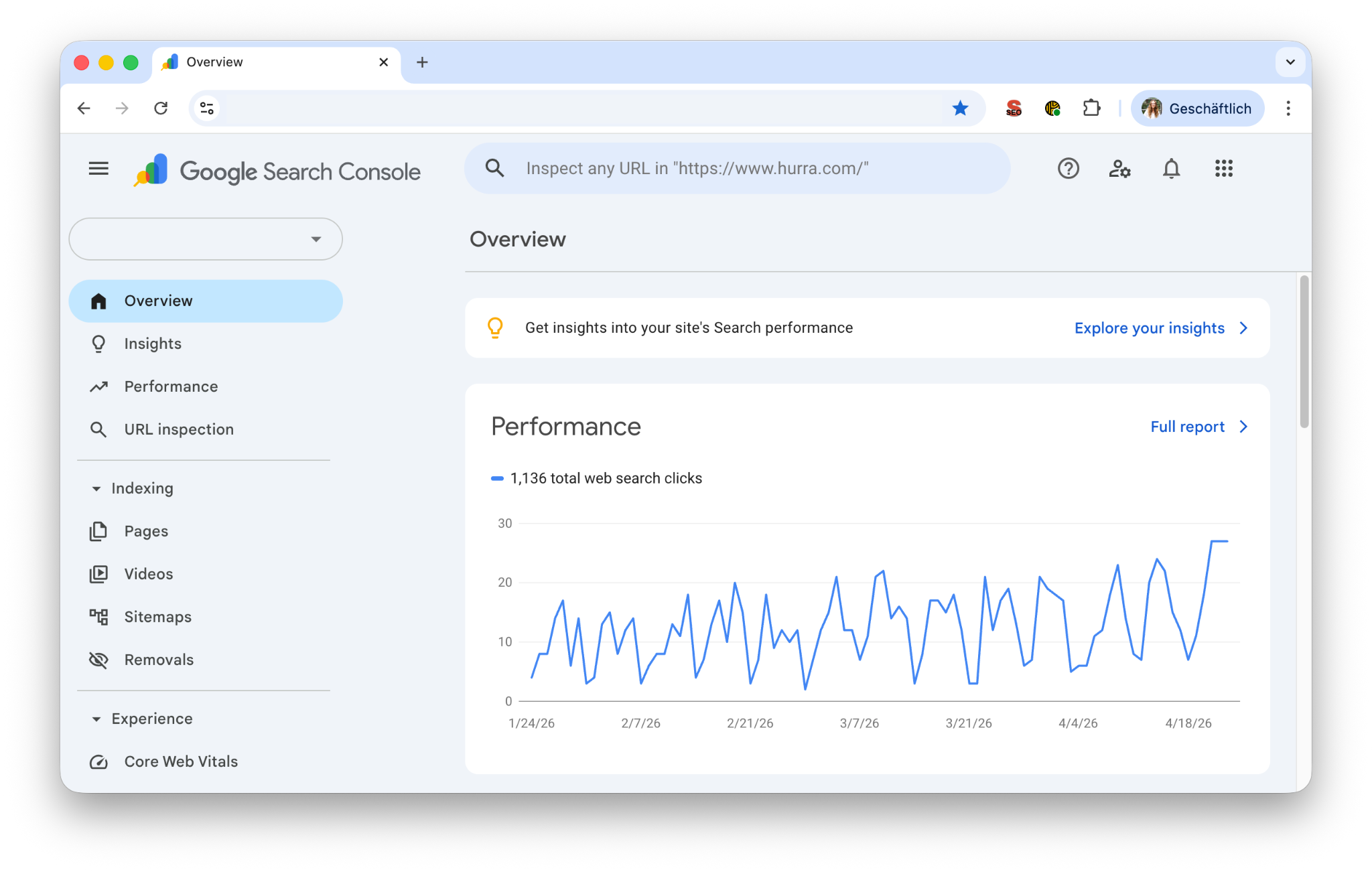 google search console übersicht