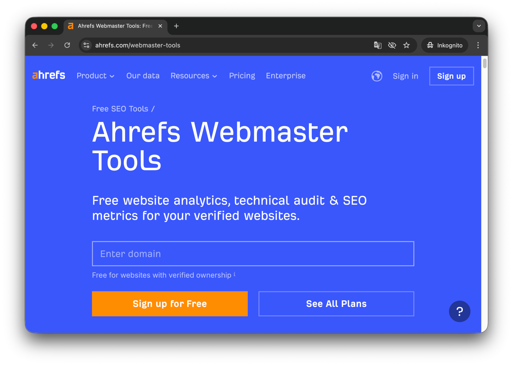 ahrefs webmaster tools
