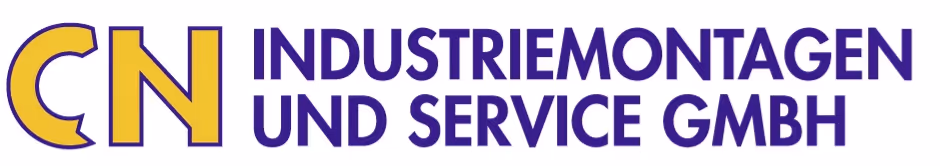 Logo der CN Industriemontagen und Service GmbH mit gelben Buchstaben CN und dunkelblauem Text.
