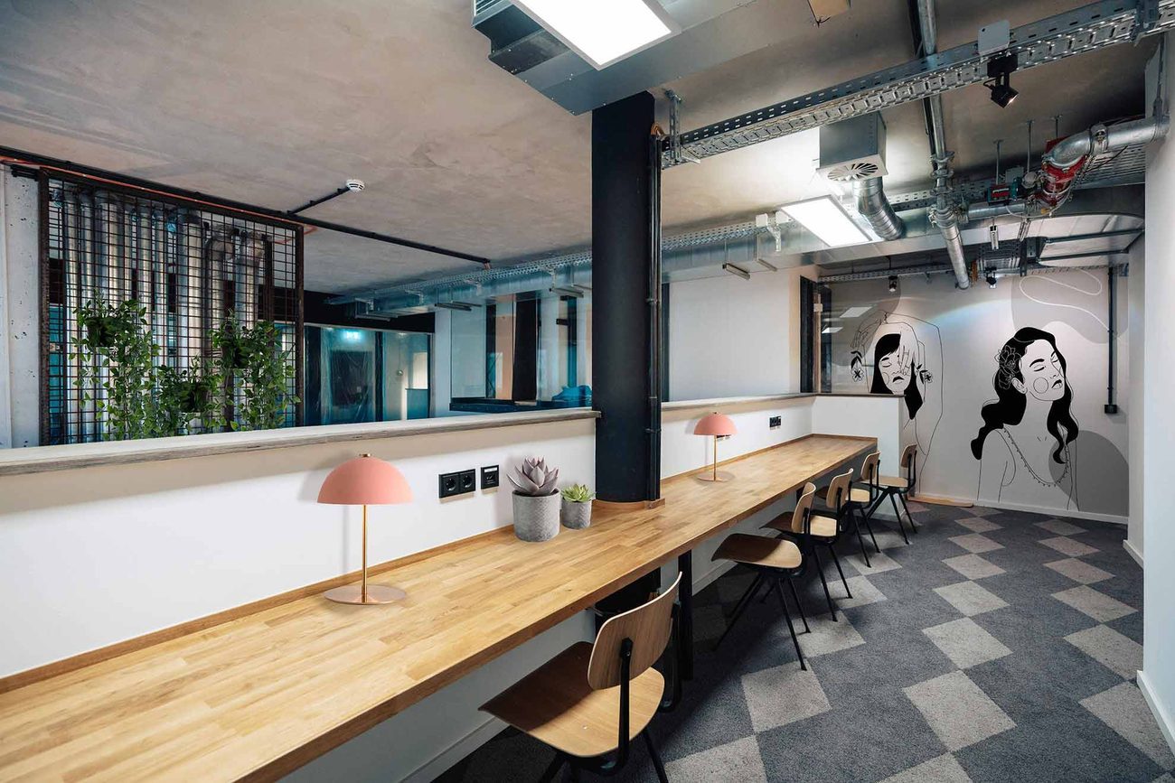 District One coworking work area Berlin