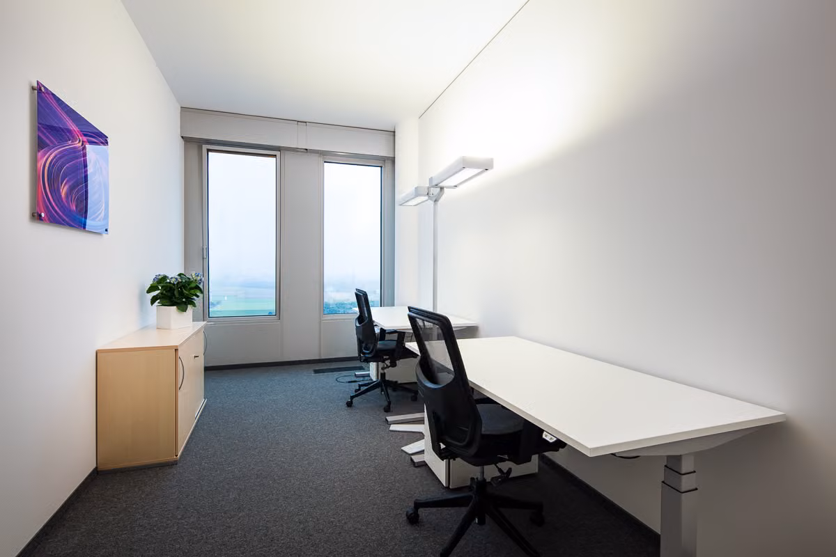 ecos work spaces Eschborn — möbliertes Privatbüro mit Schreibtisch und Bürostuhl