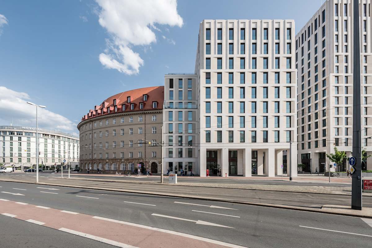 Außenansicht des Tafelhof Palais, Design Offices Nürnberg Hauptbahnhof