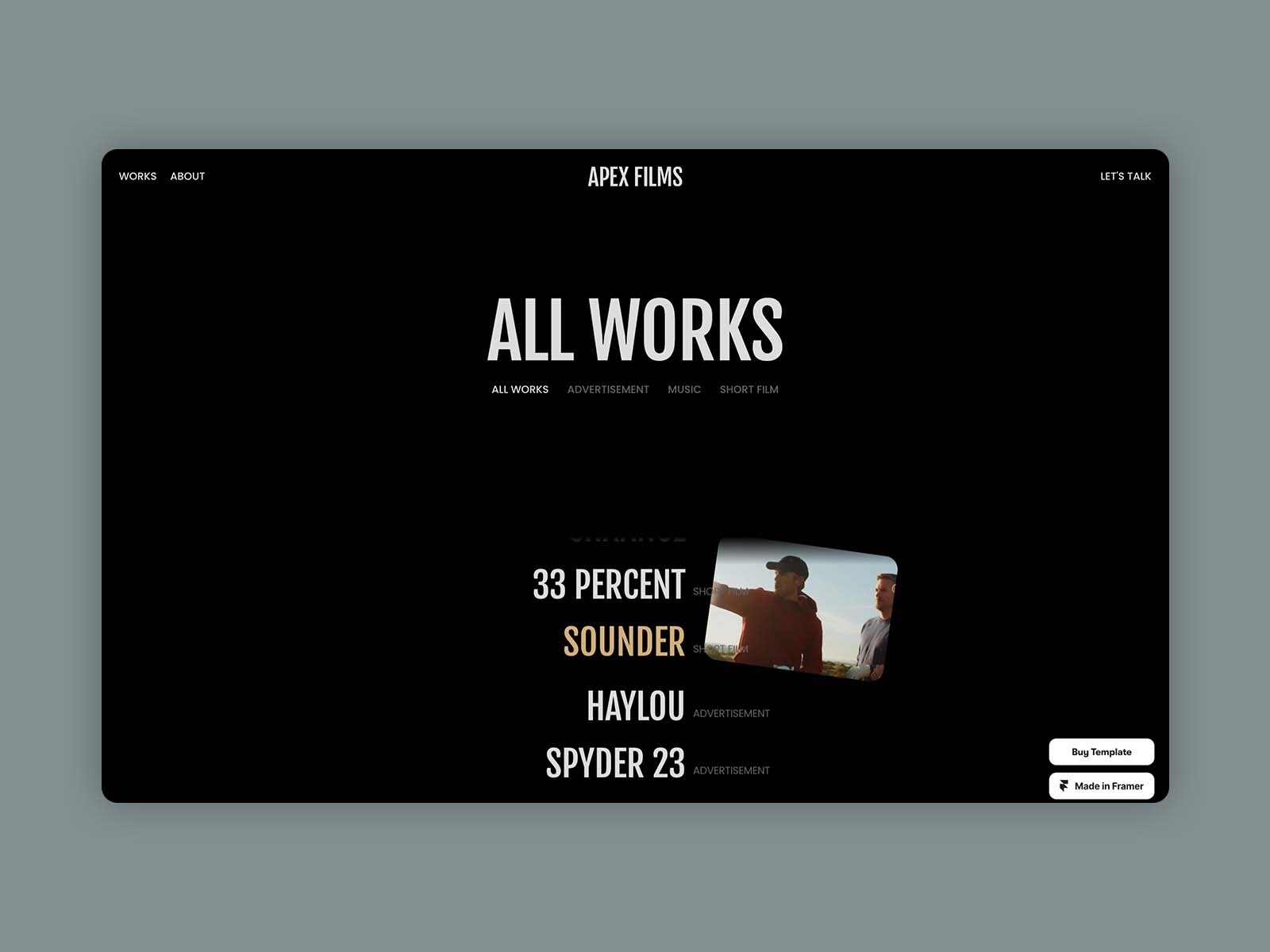 Cinematography Portfolio Framer Template