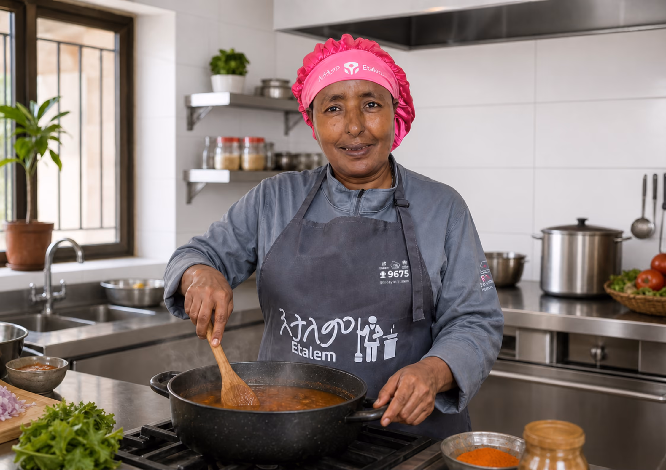 Etalem cook preparing a meal