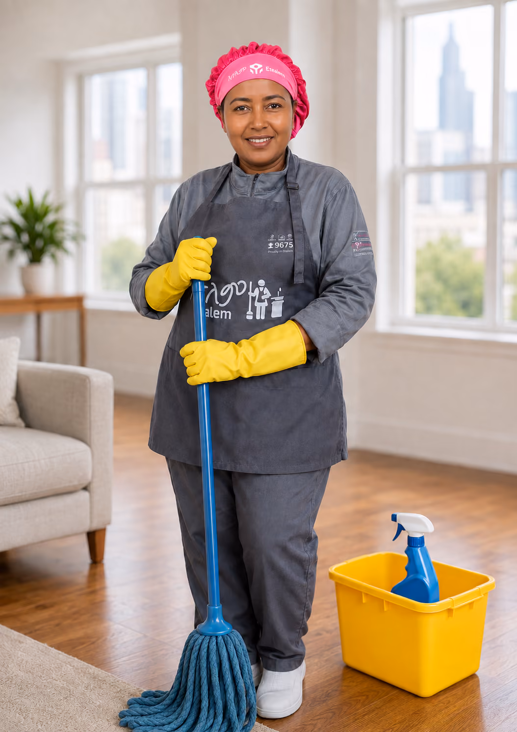 Etalem cleaner with mop and cleaning supplies