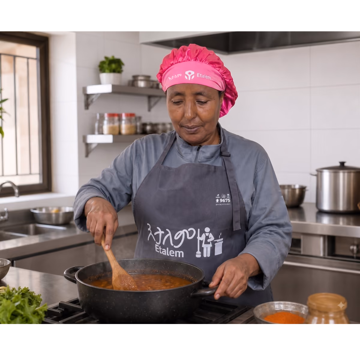 Etalem cook preparing a meal