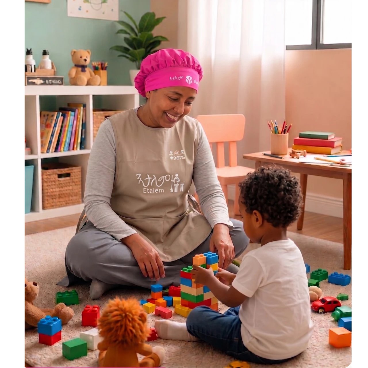 Etalem babysitter caring for a child