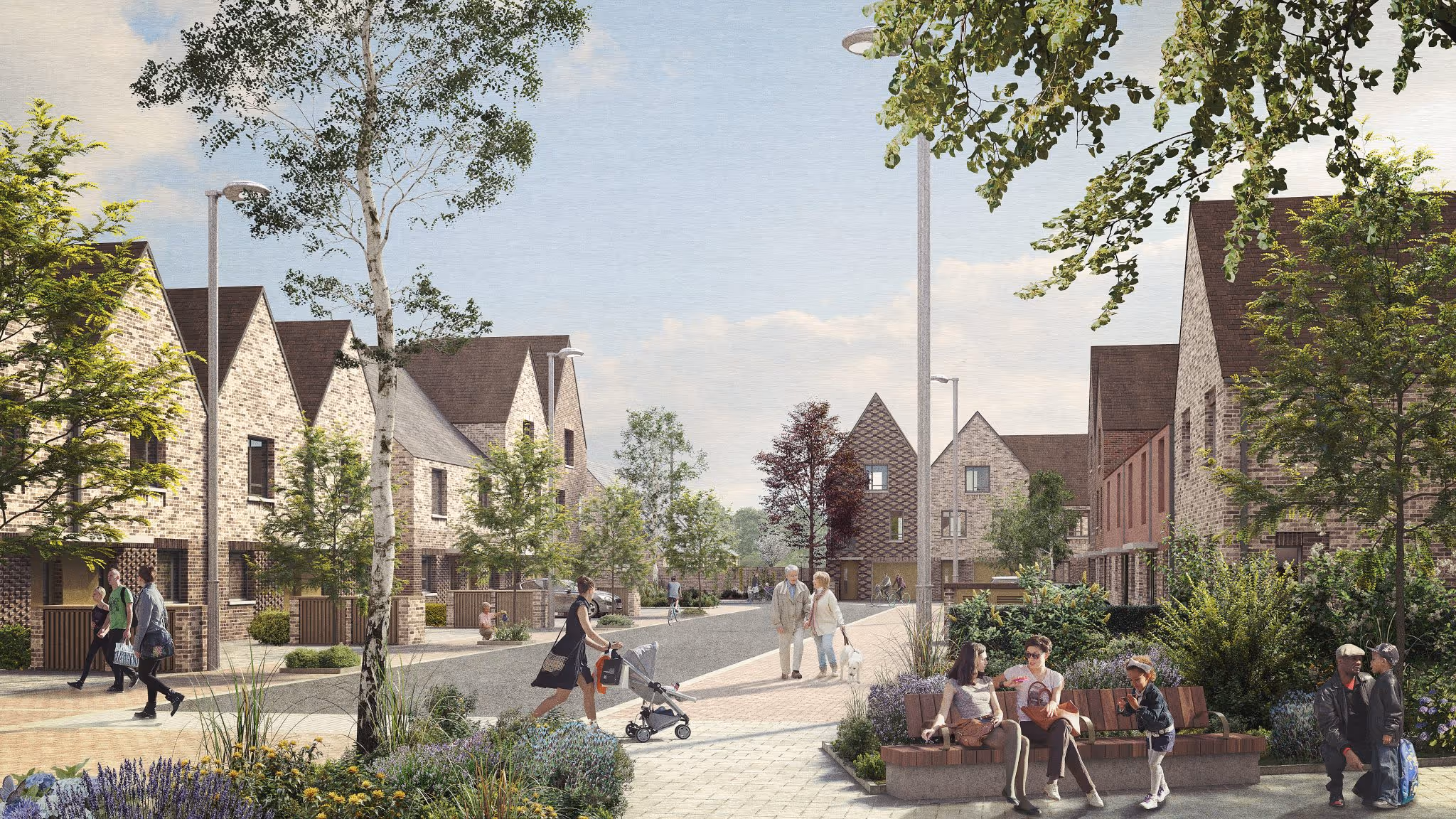 CGI of streetscape, Oakfield development