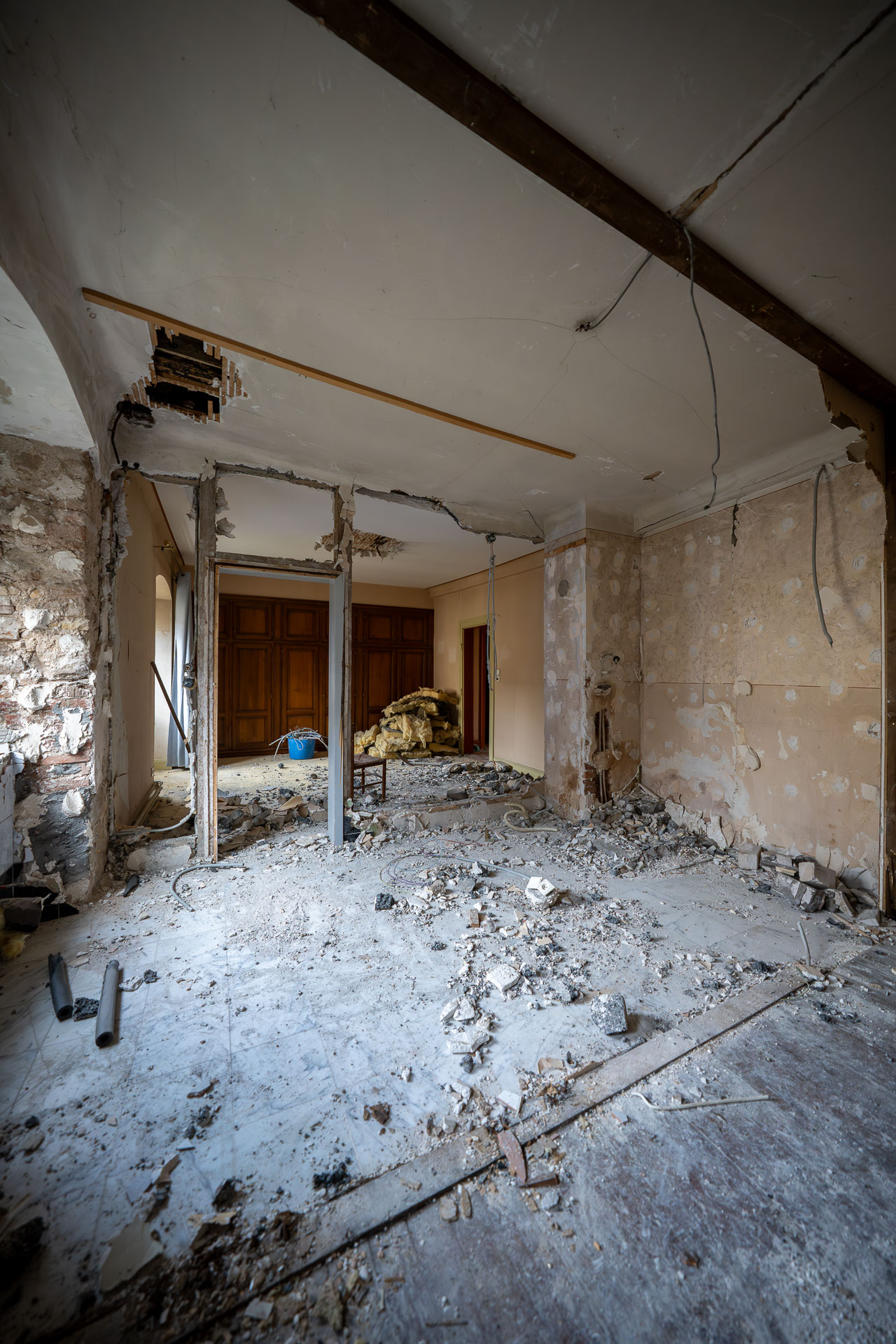 Photographie d'une construction prise lors d'une rénovation à Andlau