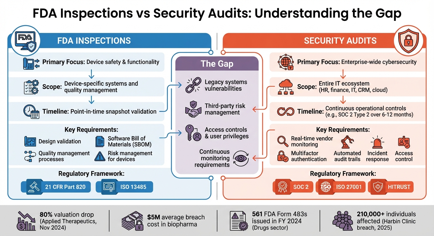 FDA Inspection vs Security Audit Requirements Comparison
