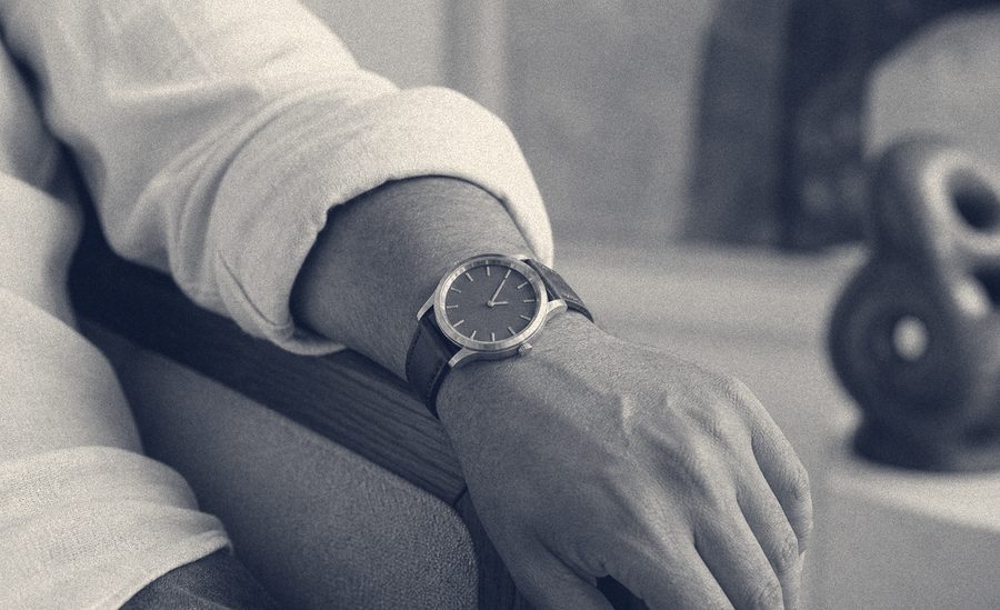 A collector wearing a recently acquired watch