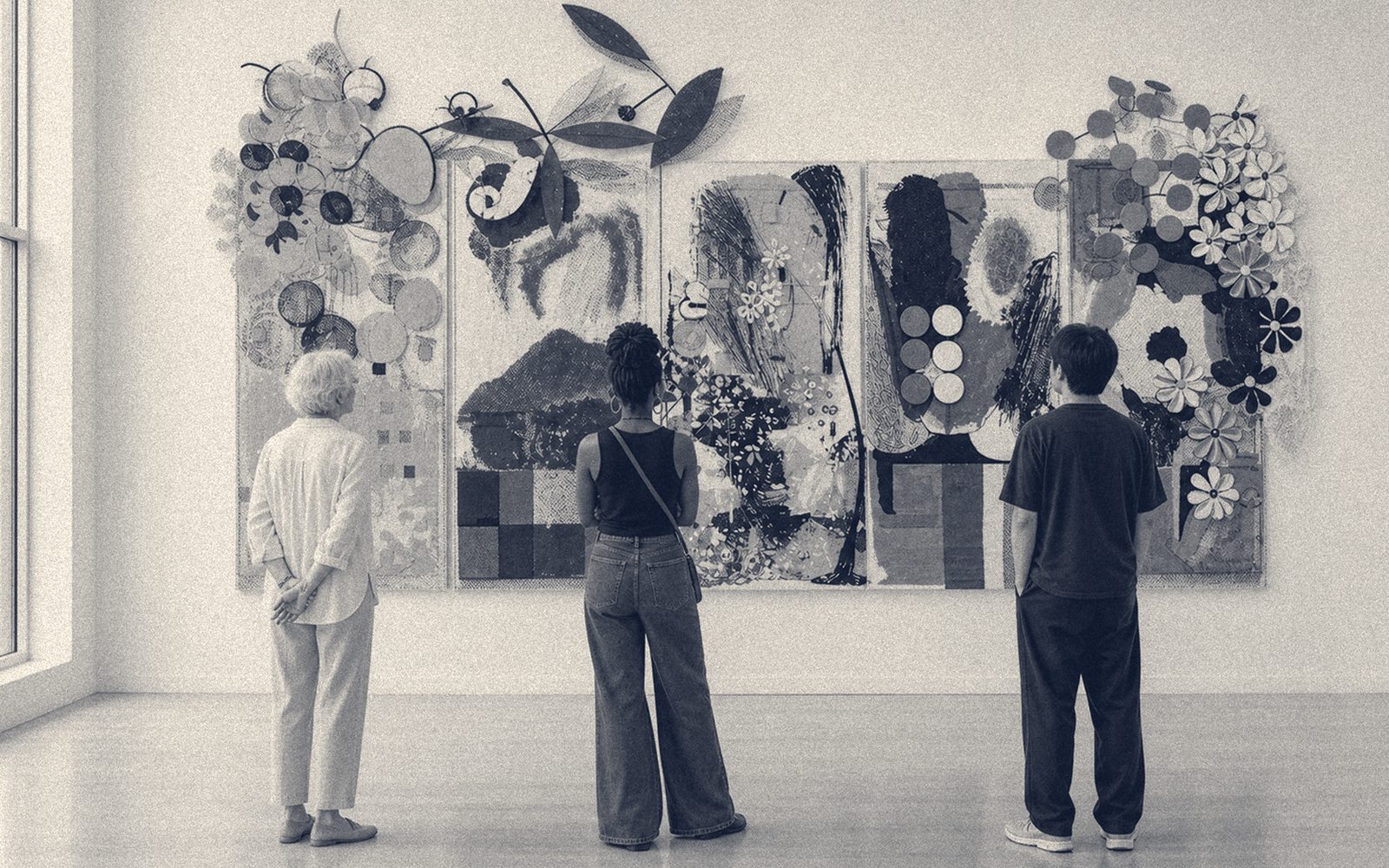 Collectors viewing an installation together