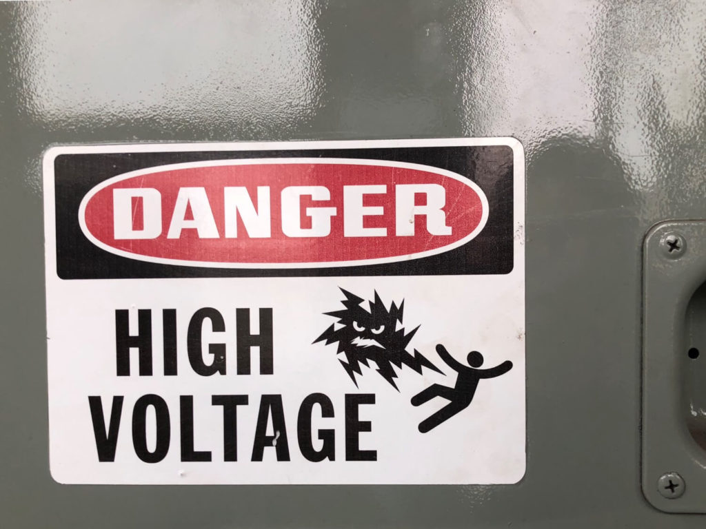 High voltage warning sign