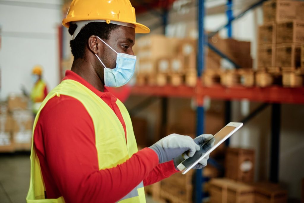 Warehouse worker reporting an incident