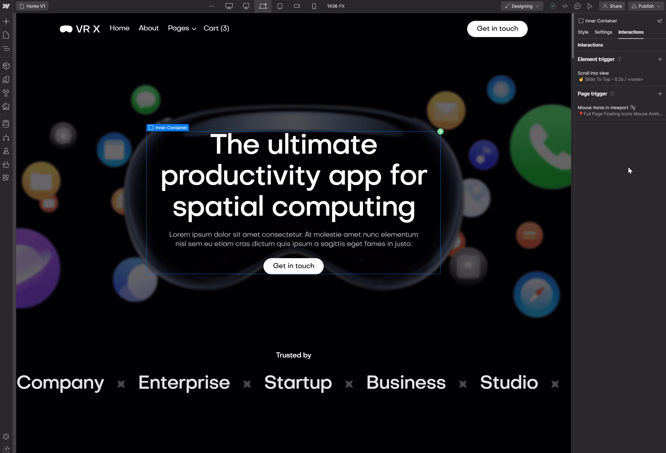 Animations - VR X Webflow Template