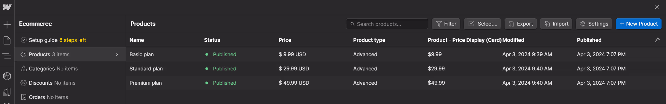 Ecommerce Collection - VR X Webflow Template