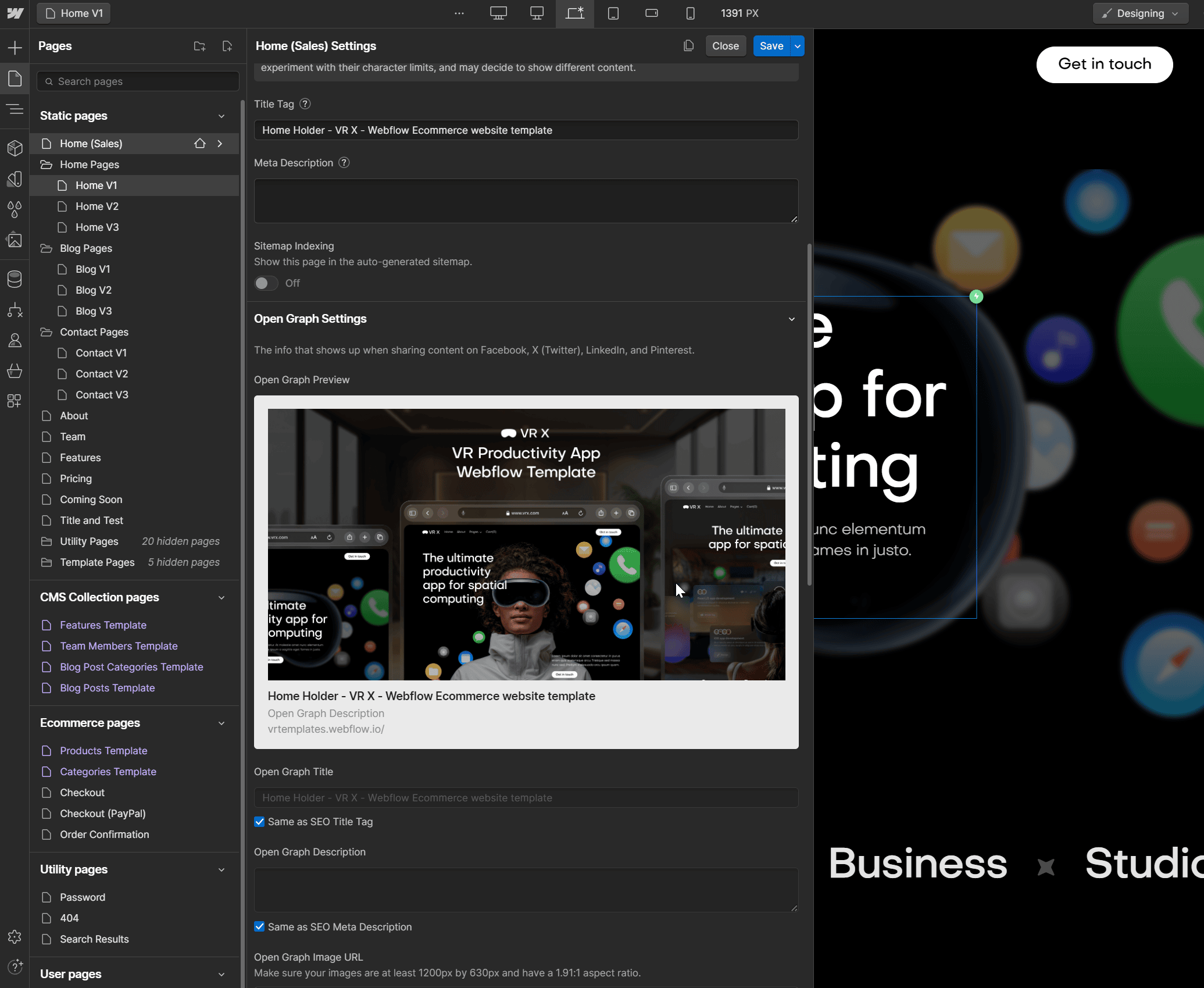 SEO - VR X Webflow Template