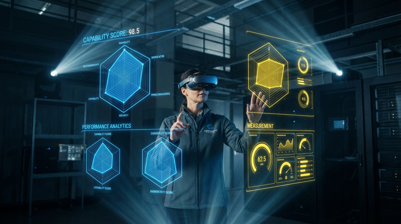 VR professional with CAPS radar charts and capability measurement dashboards