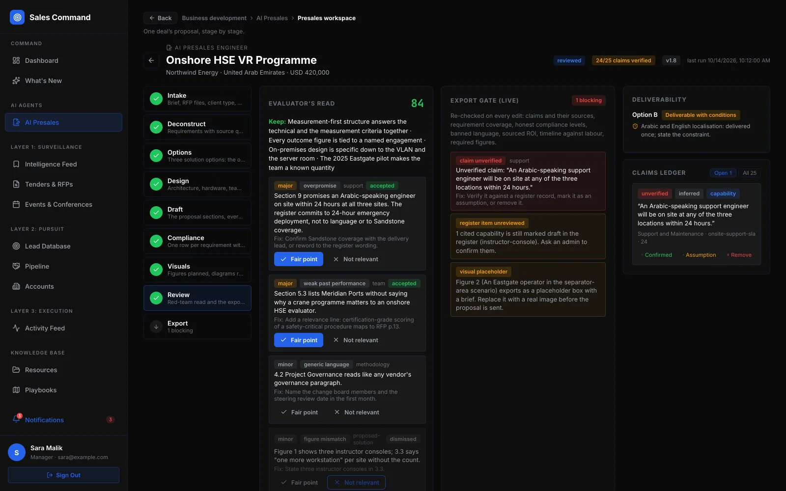 It drafts, then checks every claim