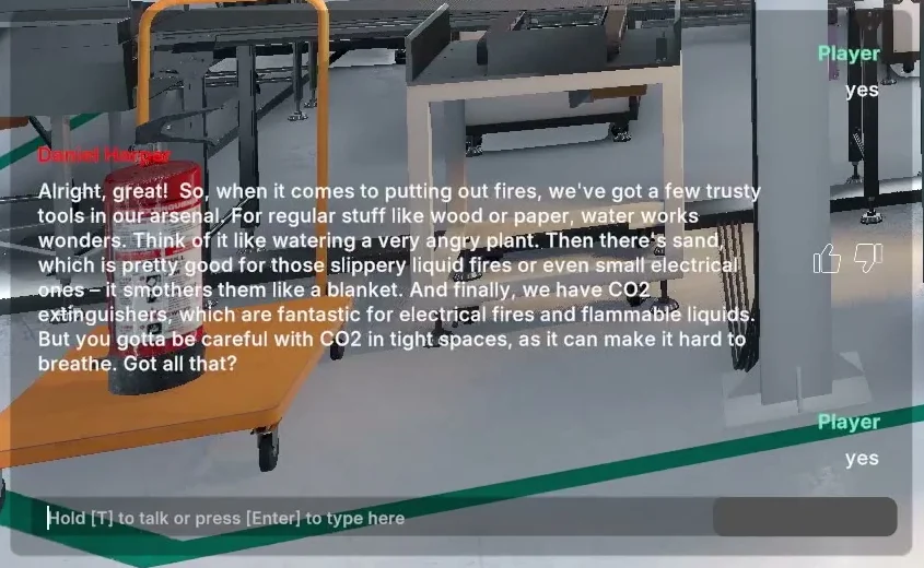 The coach explains, the trainee answers