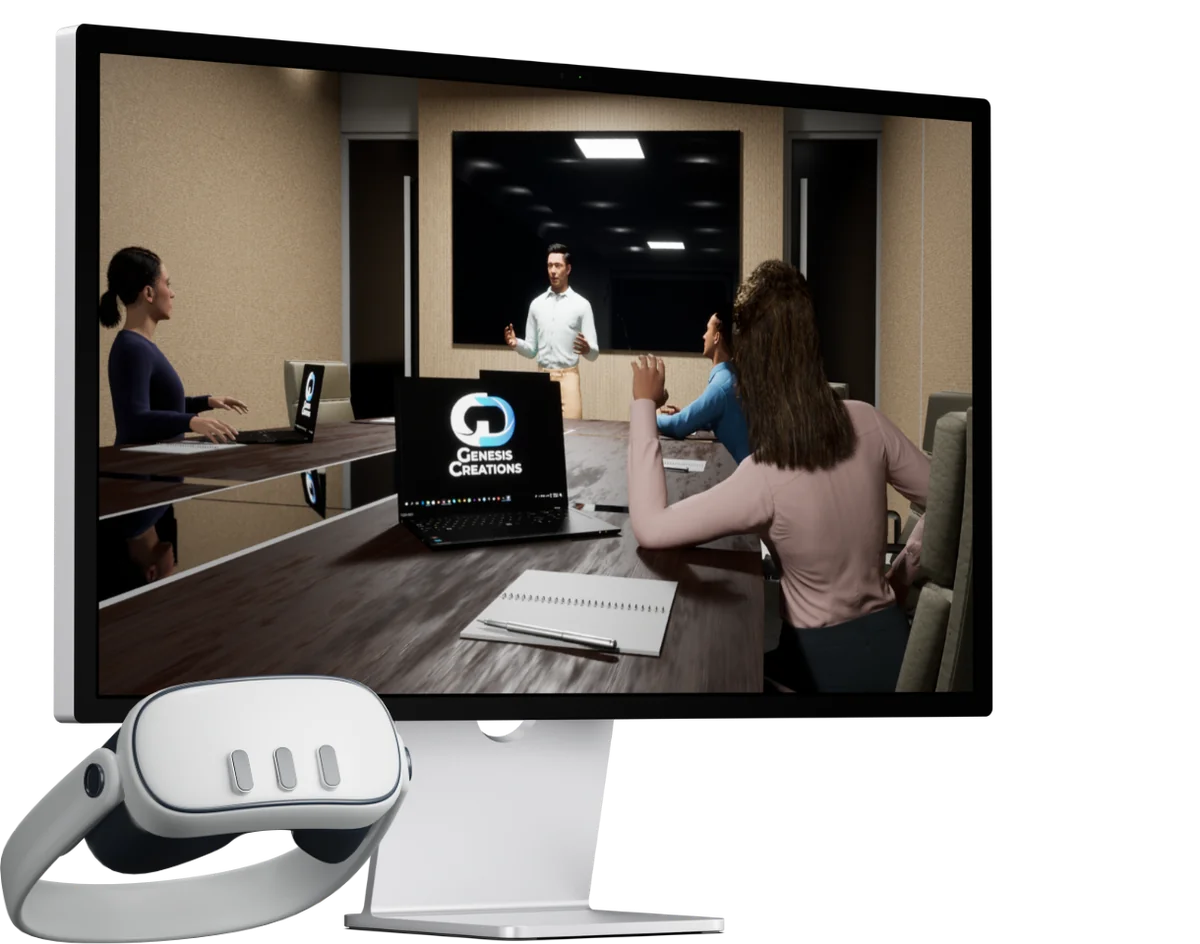 ARK learning platform on a screen with a VR headset