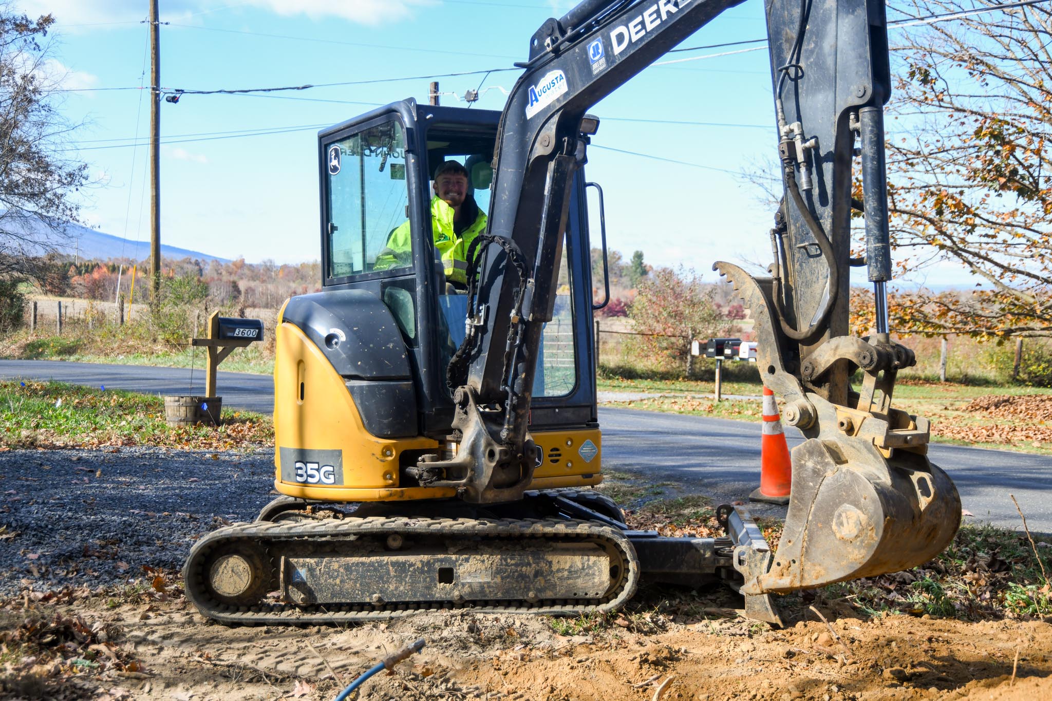 A small John Deere excavator