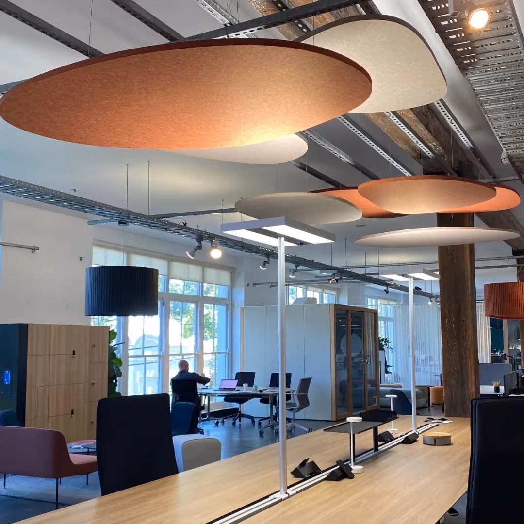 Modern room with stone acoustic ceiling panel