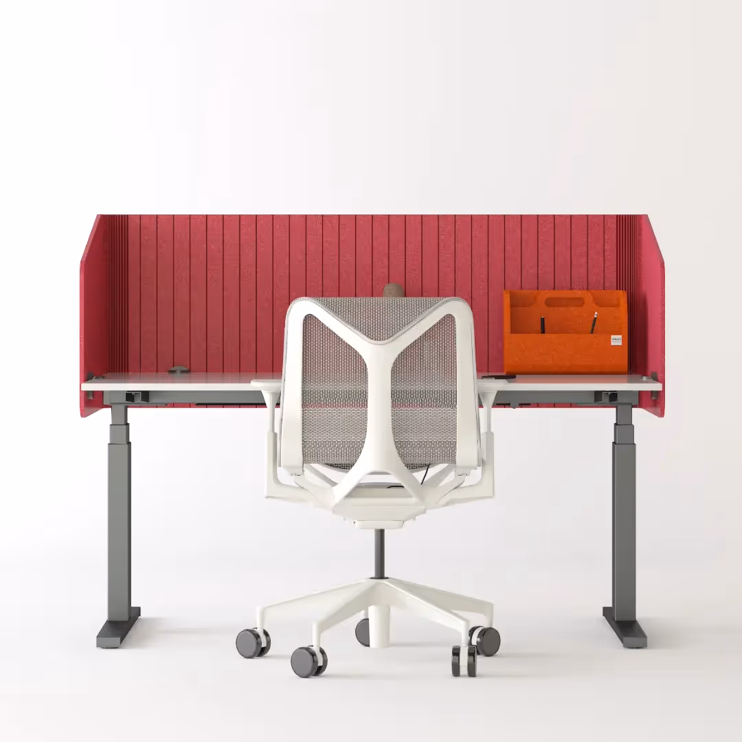 Durable wrap desk panel for quiet offices.