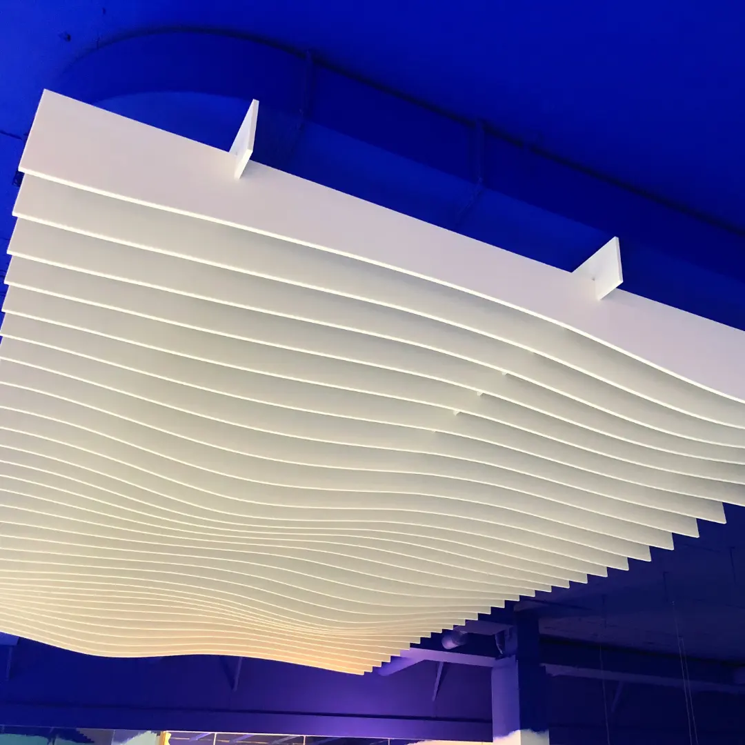 Contemporary wave panel ceiling decor