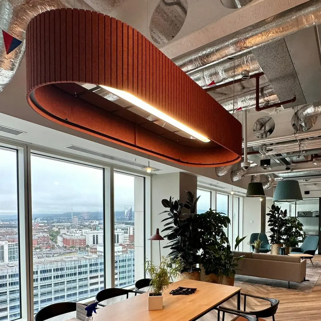 Umbra acoustic lighting fixture close-up