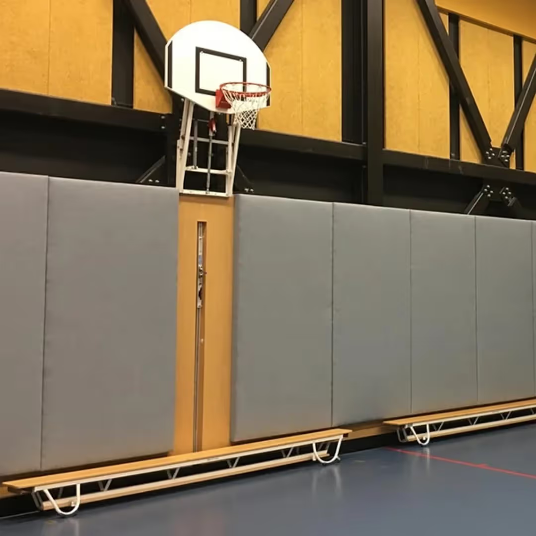 Impact-resistant acoustic panel installed in sports hall or gym