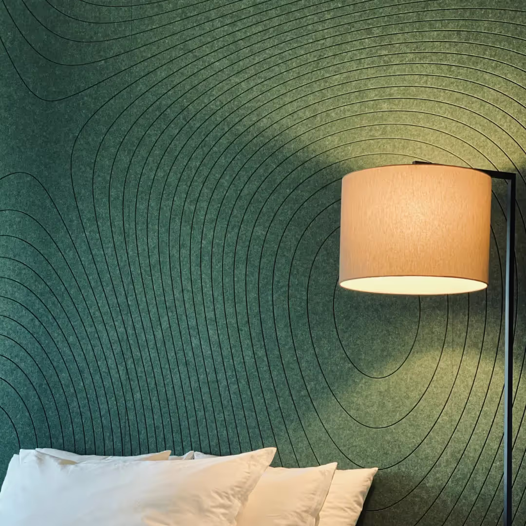 Contour V-cut PET felt acoustic wall panel by Impact Acoustic
