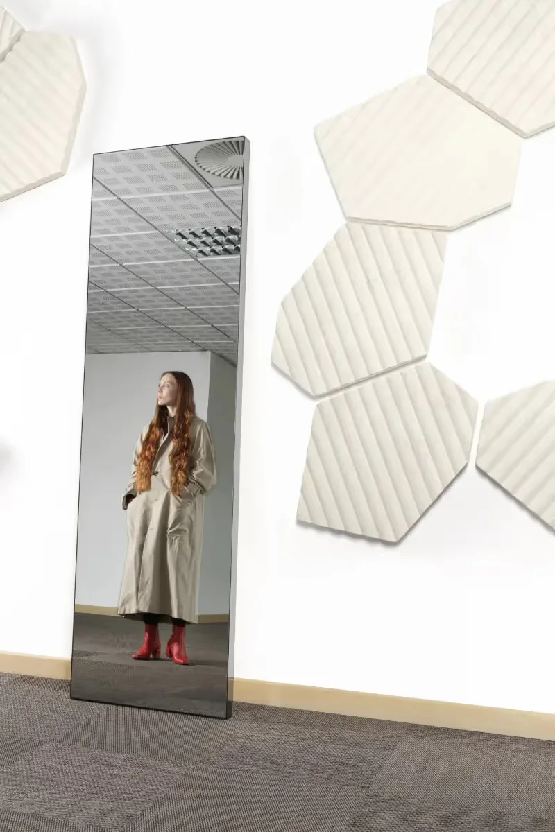 Mogu Fields akoestisch wandpaneel eenvoudig schroefloze modulaire installatie op kantoorwand