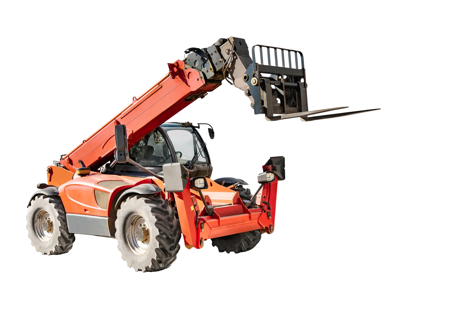 Telehandler with forks and proportional hydraulic controls