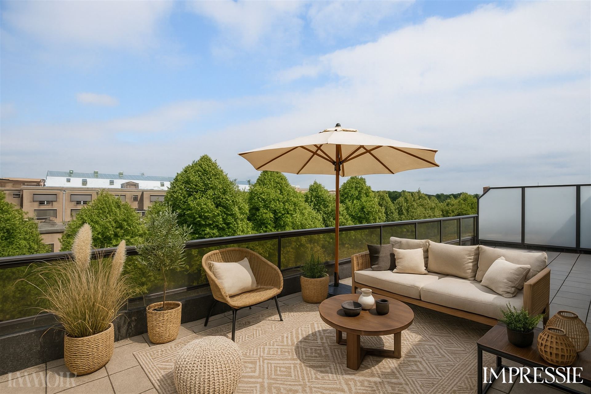 Penthouse met panoramische terrassen in het hartje van Brasschaat