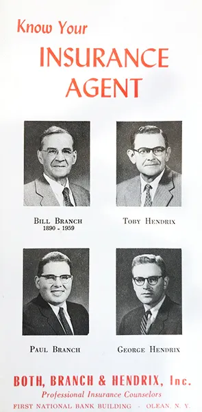 The front of a marketing brochure for Both, Branch & Hendrix, Inc., professional insurance counselors, circa 1960.