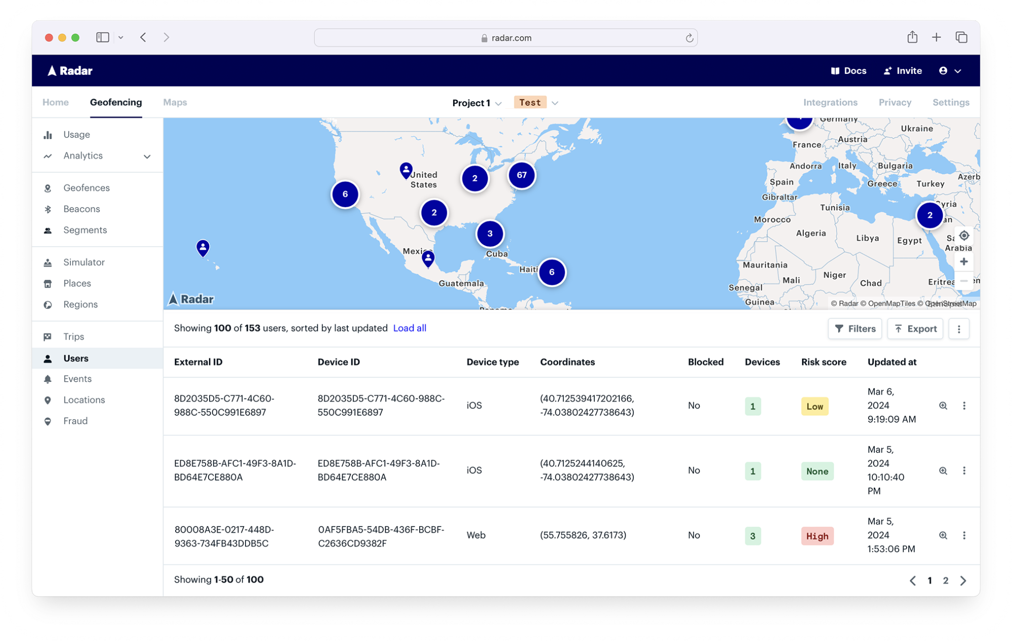 User and device risk scores