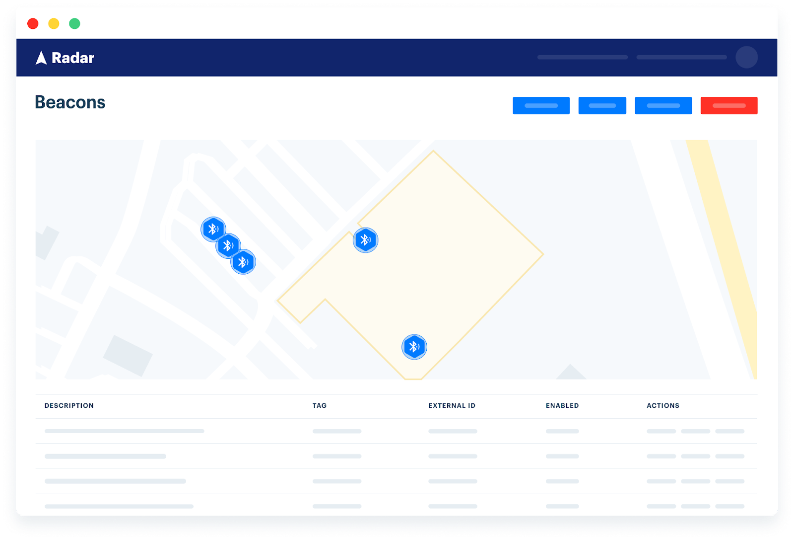 Beacons Support from Radar