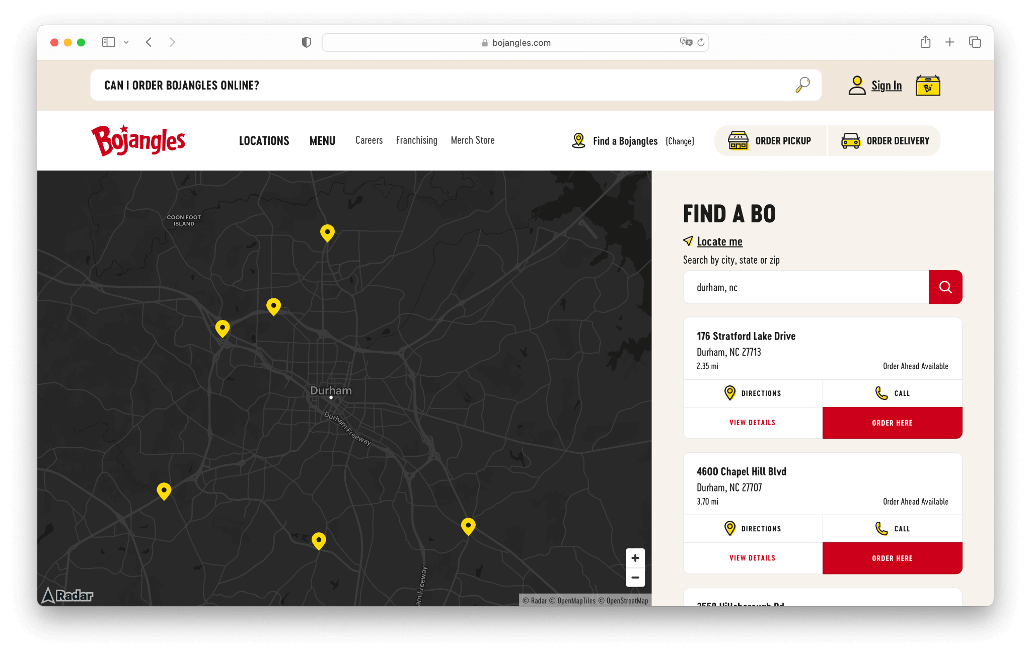 Bojangles store locator