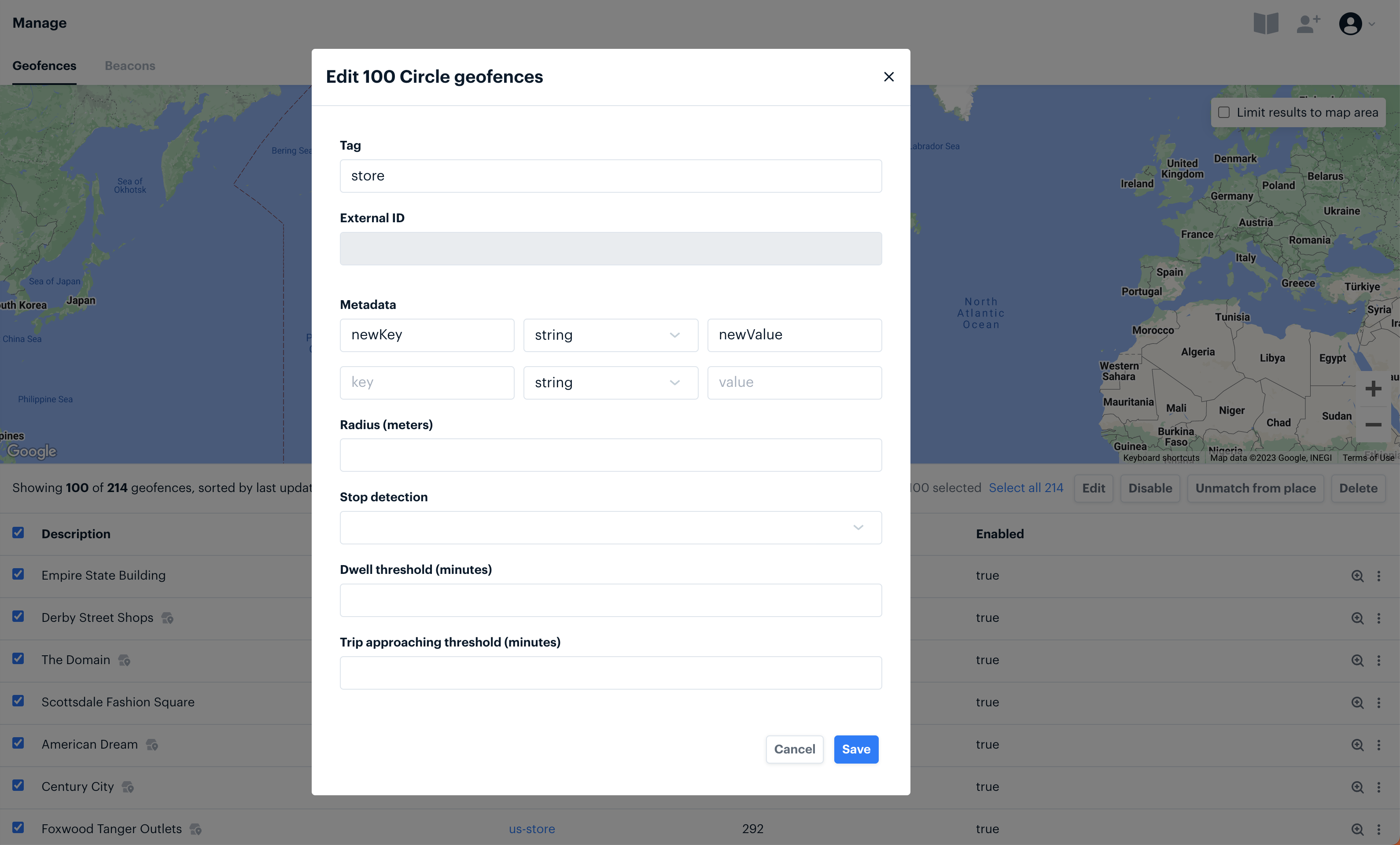 Bulk Actions for Geofences