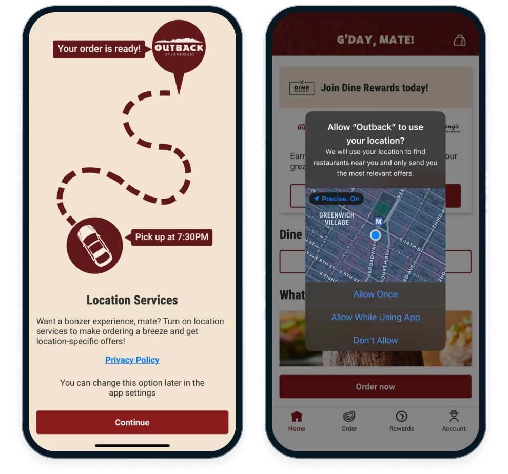 Outback Steakhouse location opt-in