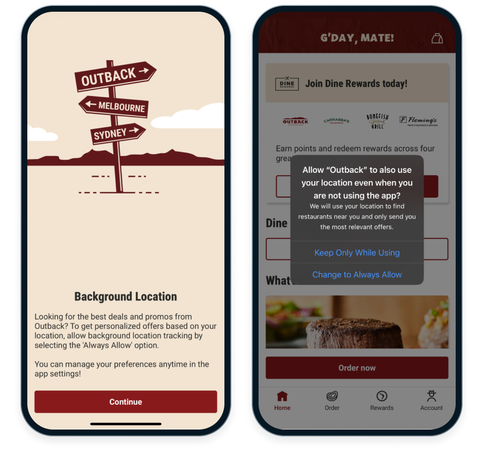 Outback Steakhouse location opt-in